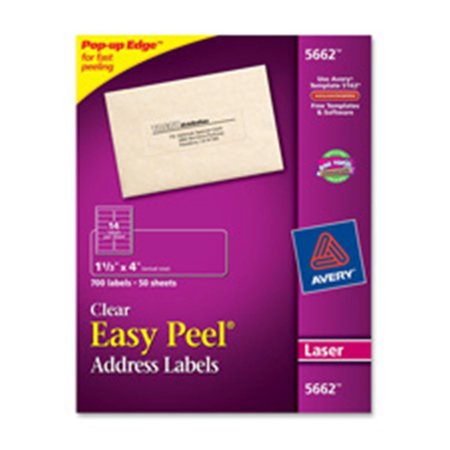 AVERY Consumer Products Laser Labels- Mailing- 1-.33in.x4in.- Clear AV463455